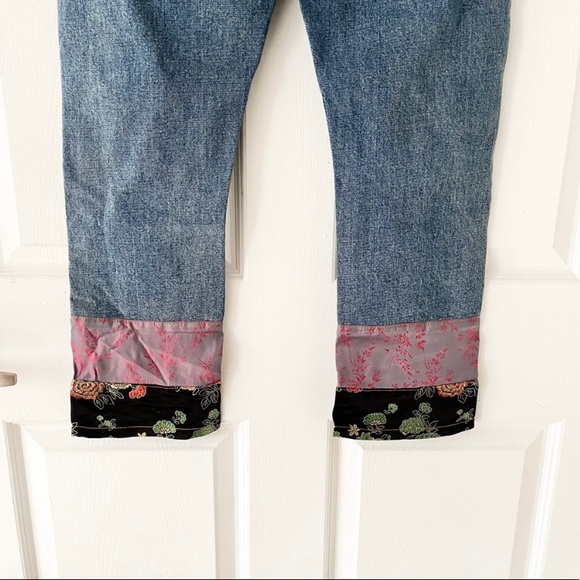 Anthropologie Pilcro Medium Blue Wash Slim Boyfriend Patchwork Jeans Size 27 - Picture 10 of 12